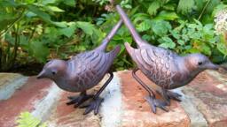 Rackhams Pair of Birds Garden Sculpture Ornaments - Cast Aluminium - 1 - Bronze - thumbnail 1