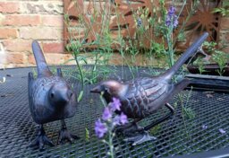 Rackhams Pair of Birds Garden Sculpture Ornaments - Cast Aluminium - 1 - Bronze - thumbnail 4