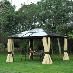 Rackhams 4 x 3.6m Hardtop Gazebo Canopy w/ Polycarbonate Roof & Aluminium Frame - thumbnail 2