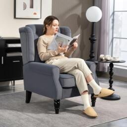 Rackhams Accent Armchair Home Furniture Retro Tufted Club Fabric Blue - Grey - Wood - Grey