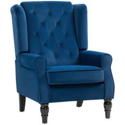 Rackhams Accent Armchair Home Furniture Retro Tufted Club Fabric Blue - Grey - Wood - Grey - thumbnail 3
