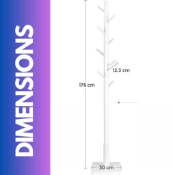 Rackhams Wooden Square Base Coat Stand With 8 Hooks Natural Brown - thumbnail 6