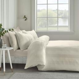 Rackhams So Soft Satin Stripe Duvet Cover Set Cream - Double - Cream - thumbnail 1