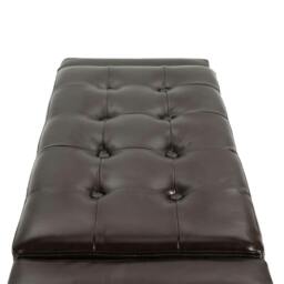 Rackhams PU Leather Storage Ottoman Bench Storage Chest Tufted Ottoman Cube w/ Flipping Top 92L x 40W x 40H cm Brown - thumbnail 4