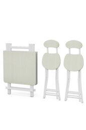 Rackhams 3pcs 100cm Folding Table and 2 Chairs Set Indoor Outdoor Kitchen Dining Set Furniture - White