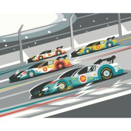 Rackhams Sports Cars Wall Mural - Grey - Large - W350cm x H280cm - thumbnail 2