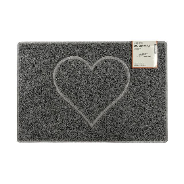 Rackhams Heart Large Embossed Doormat in Grey - Grey - Large - image 1