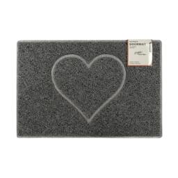 Rackhams Heart Large Embossed Doormat in Grey - Grey - Large - thumbnail 1