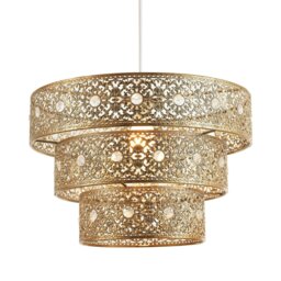 Rackhams Polished Gold Acrylic Gem Moroccan Style Triple Tier Pendant Lighting Shade