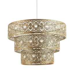 Rackhams Polished Gold Acrylic Gem Moroccan Style Triple Tier Pendant Lighting Shade - thumbnail 2