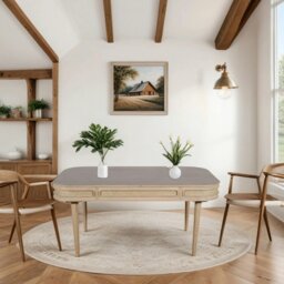 Rackhams Carlester Cane And Wood Dining Table - Wood - 165X90X78cm (LXDXH) - Dining Table - thumbnail 6