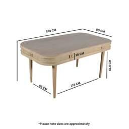 Rackhams Carlester Cane And Wood Dining Table - Wood - 165X90X78cm (LXDXH) - Dining Table - thumbnail 4