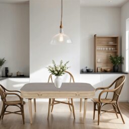 Rackhams Carlester Cane And Wood Dining Table - Wood - 165X90X78cm (LXDXH) - Dining Table - thumbnail 5