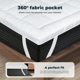 Rackhams Thick Mattress Topper Single Double King 10cm Deep Microfibre Washable - 190cm x 135cm / Double - thumbnail 4