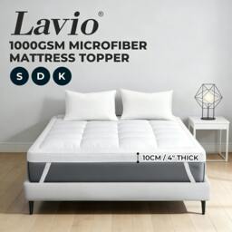 Rackhams Thick Mattress Topper Single Double King 10cm Deep Microfibre Washable - 190cm x 135cm / Double - thumbnail 2