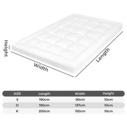 Rackhams Thick Mattress Topper Single Double King 10cm Deep Microfibre Washable - 190cm x 135cm / Double - thumbnail 3