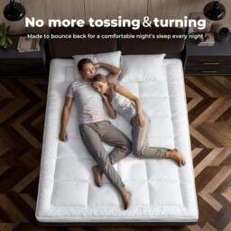 Rackhams Thick Mattress Topper Single Double King 10cm Deep Microfibre Washable - 190cm x 135cm / Double - thumbnail 6