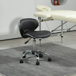 Rackhams Office Chair Beauty Salon Rolling Technician Stool Chair - White - PU, Sponge - thumbnail 3