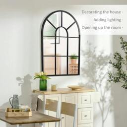 Rackhams 90 X 61cm Arched Grid Mirror - White - thumbnail 4