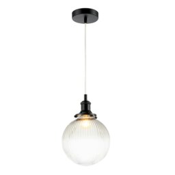 Rackhams Traditional Vintage Lantern Pendant Light in Matte Black with Glass Shade - thumbnail 1