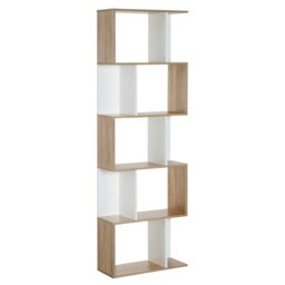 Rackhams 5-tier Display Shelving Storage Bookcase S Shape design Unit Natural - Black - thumbnail 2