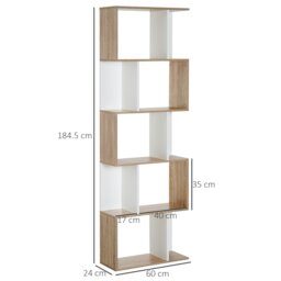 Rackhams 5-tier Display Shelving Storage Bookcase S Shape design Unit Natural - Black - thumbnail 6