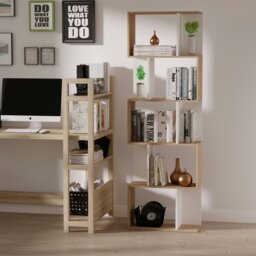 Rackhams 5-tier Display Shelving Storage Bookcase S Shape design Unit Natural - Black - thumbnail 3