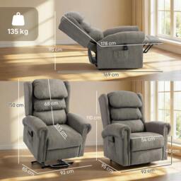 Rackhams Power Lift Recliner Chair for Elderly with Remote Control, Dark Grey - Steel - Dark Grey - Velvet-feel fabric - thumbnail 3