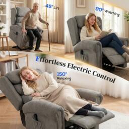 Rackhams Power Lift Recliner Chair for Elderly with Remote Control, Dark Grey - Steel - Dark Grey - Velvet-feel fabric - thumbnail 4