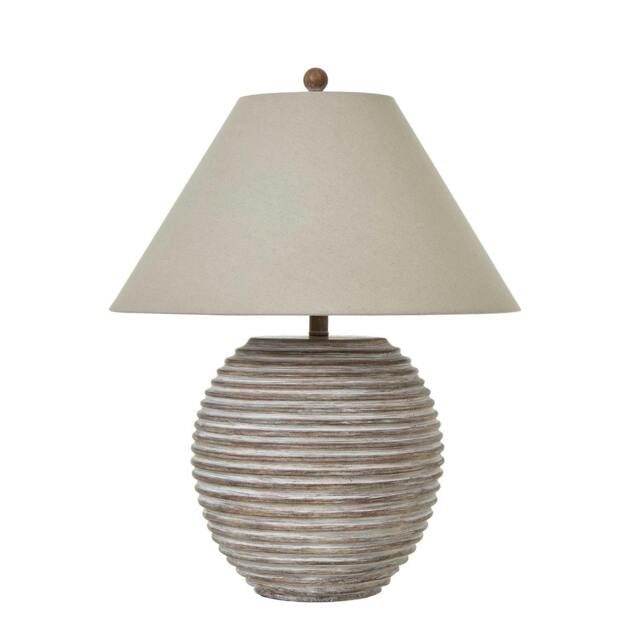 Rackhams Saturn Ceramic Table Lamp (UK Plug) - Brown/Linen - 71cm x 53cm x 53cm - Brown/Linen - 100% Mixed - image 1