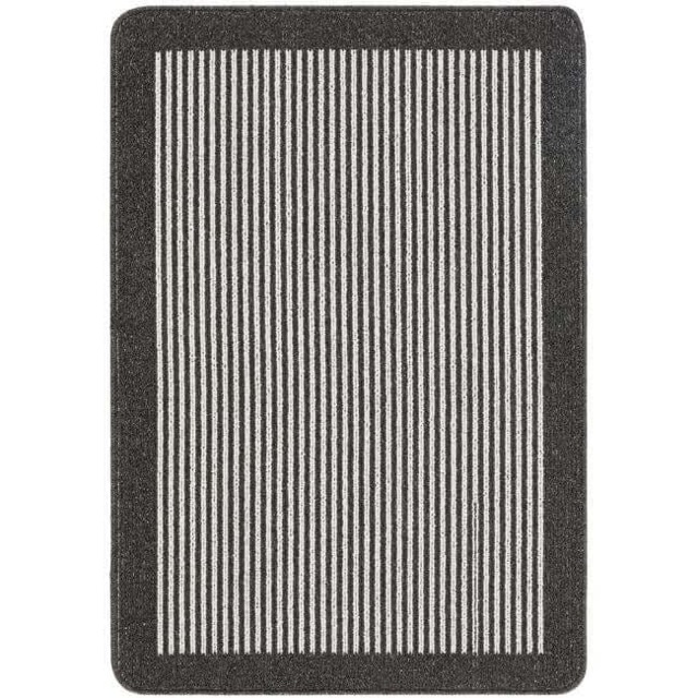 Rackhams Washable Striped Dark Grey Mat and Runner - 67X100 cm - image 1