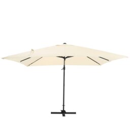 Rackhams 3 x 3M Square Cantilever Parasol Beige Outdoor Hanging Umbrella for Garden and Patio - Parasol + Cross Base - thumbnail 5