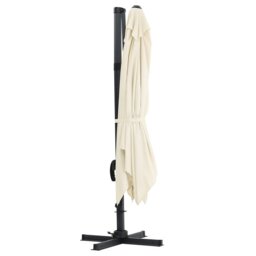 Rackhams 3 x 3M Square Cantilever Parasol Beige Outdoor Hanging Umbrella for Garden and Patio - Parasol + Cross Base - thumbnail 6