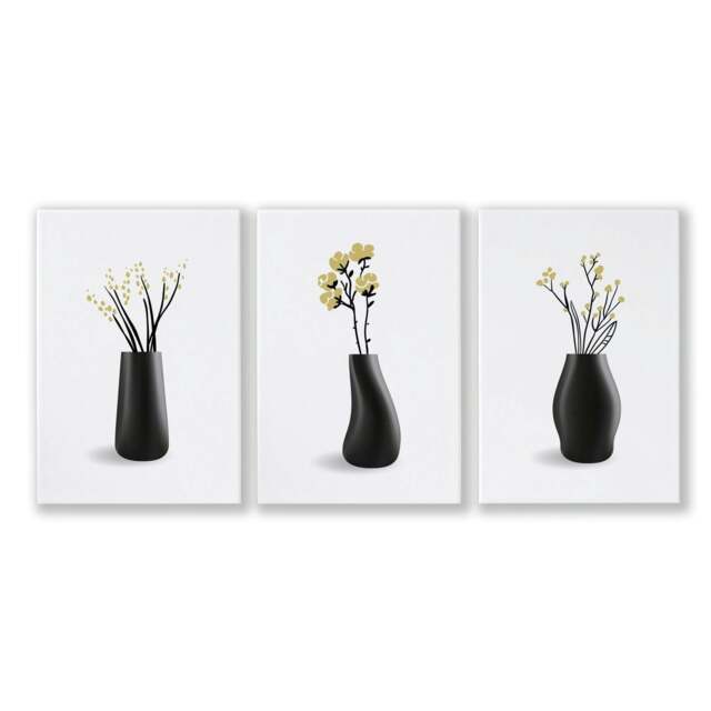 Rackhams Big Paintings For Living Room - Set of 3 Botanical Wall art Prints - 12 x 16 inches / 30.5 x 40.65 cm - Polyester Canvas 260 gsm - Canvas wrapped - image 1