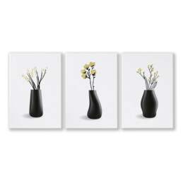 Rackhams Big Paintings For Living Room - Set of 3 Botanical Wall art Prints - 12 x 16 inches / 30.5 x 40.65 cm - Polyester Canvas 260 gsm - Canvas wrapped - thumbnail 1