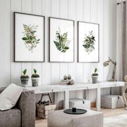 Rackhams Greenery wall painting - set of 3 wall art prints - A3 11.69 x 16.54 in / 29.7 x 42 cm - Satin Photo paper 280 gsm - Black Frame - thumbnail 2