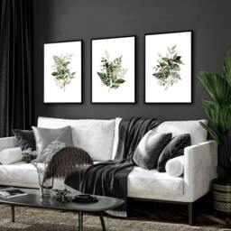Rackhams Greenery wall painting - set of 3 wall art prints - A3 11.69 x 16.54 in / 29.7 x 42 cm - Satin Photo paper 280 gsm - Black Frame - thumbnail 3