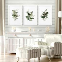 Rackhams Greenery wall painting - set of 3 wall art prints - A3 11.69 x 16.54 in / 29.7 x 42 cm - Satin Photo paper 280 gsm - Black Frame