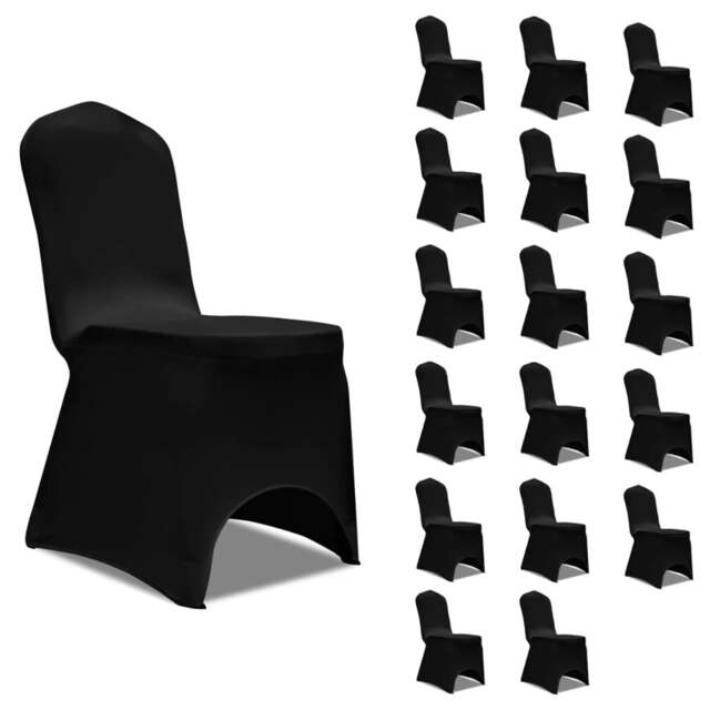 Rackhams Chair Cover Stretch Black 18 pcs