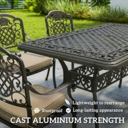 Rackhams Outdoor Dining Set with Cushions, Parasol Hole, Bronze Tone - Not applicable - Not applicable - Cast Aluminium, Polyester, Sponge - thumbnail 6