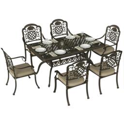 Rackhams Outdoor Dining Set with Cushions, Parasol Hole, Bronze Tone - Not applicable - Not applicable - Cast Aluminium, Polyester, Sponge - thumbnail 3