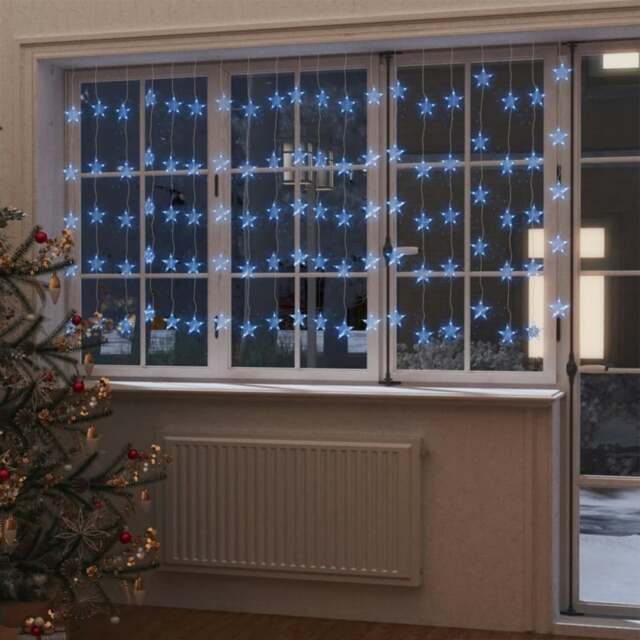 Rackhams LED Star Curtain Fairy Lights 500 LED Blue 8 Function