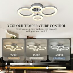 Rackhams Modern 4-Ring Flush Mount Ceiling Light, LED Ceiling Light, Silver - 60L x 42W x 13H cm - Silver - 1 - thumbnail 5