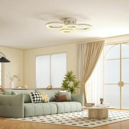 Rackhams Modern 4-Ring Flush Mount Ceiling Light, LED Ceiling Light, Silver - 60L x 42W x 13H cm - Silver - 1
