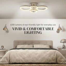 Rackhams Modern 4-Ring Flush Mount Ceiling Light, LED Ceiling Light, Silver - 60L x 42W x 13H cm - Silver - 1 - thumbnail 6
