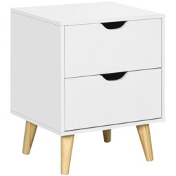 Rackhams Bedside Table with Drawer, Side Table with Pine Wood Legs, White - White - thumbnail 2