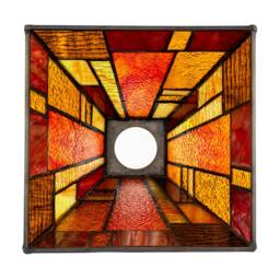 Rackhams Art Deco Tiffany Pendant Lighting Shade with Orange and Amber Panels - thumbnail 5