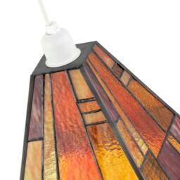 Rackhams Art Deco Tiffany Pendant Lighting Shade with Orange and Amber Panels - thumbnail 3