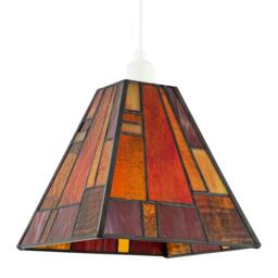Rackhams Art Deco Tiffany Pendant Lighting Shade with Orange and Amber Panels