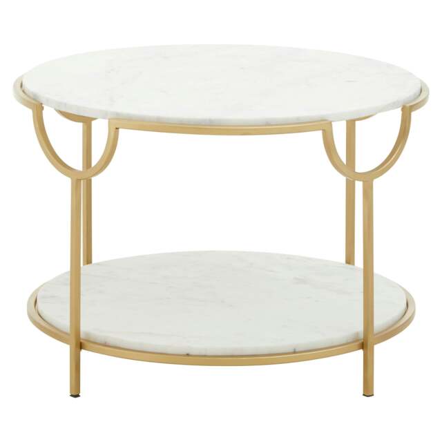 Rackhams Pali Two Tier White And Gold Side Table. - image 1